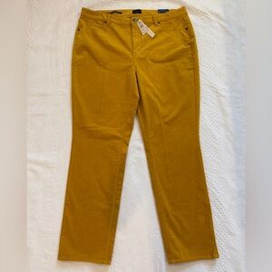 Talbots NWT Corduroy Straight Leg Pants Mustard Yellow Women’s 16W